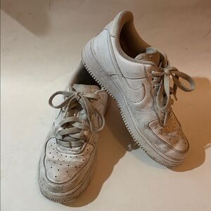 NIKE AIR FORCE 1 White Leather Sneakers Size 7.5 GUC DD8959-100 $115